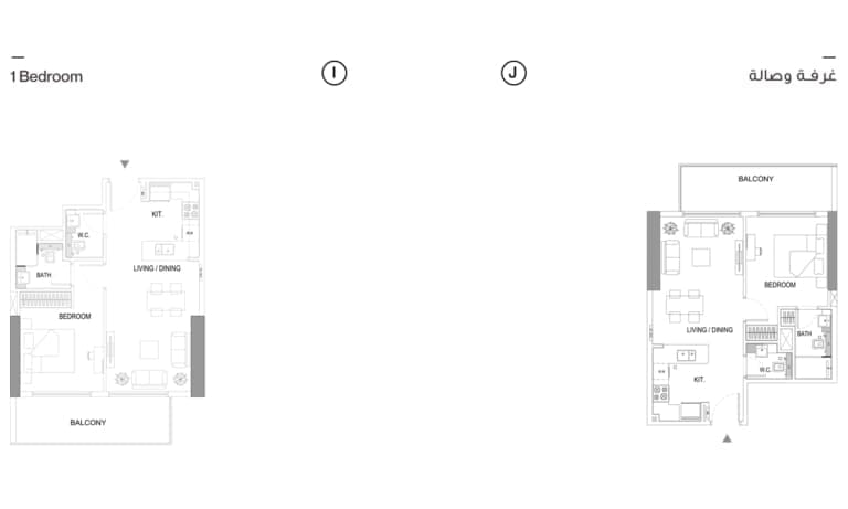 Binghatti Gardenia 1 Bedroom Apartment – 5 Floor Plan