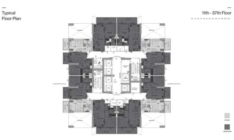 Binghatti Gardenia 11 to 37 Floor Plan