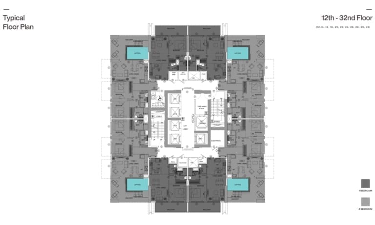 Binghatti Gardenia 12th to 32nd Floor Plan