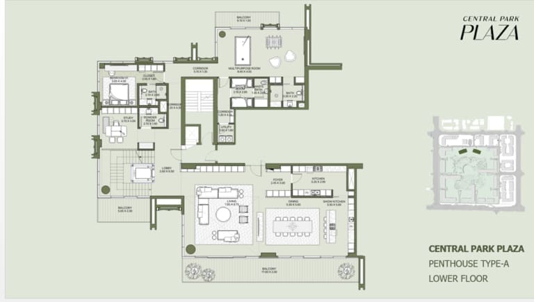 Central Park Plaza Penthouse Type A Floor Plan