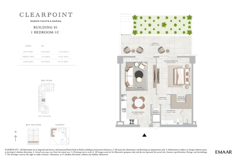 Clearpoint Building 1 – 1 Bedroom Apartment Type 1C Floor Plan