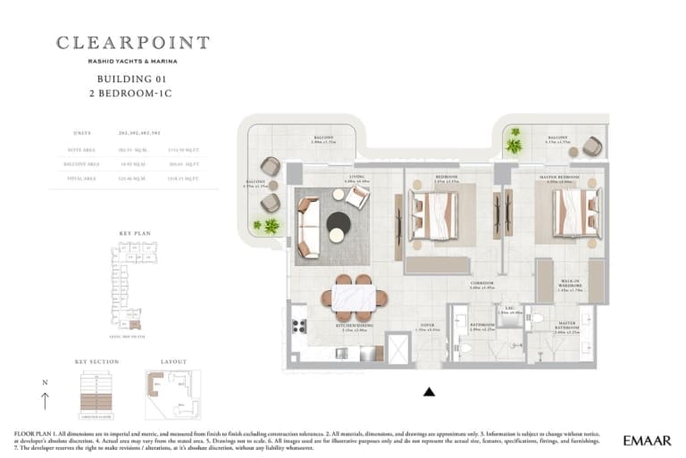 Clearpoint Building 1 – 2 Bedroom Apartment Type 1C Floor Plan