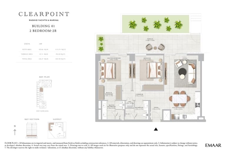 Clearpoint Building 1 – 2 Bedroom Apartment Type 2B Floor Plan