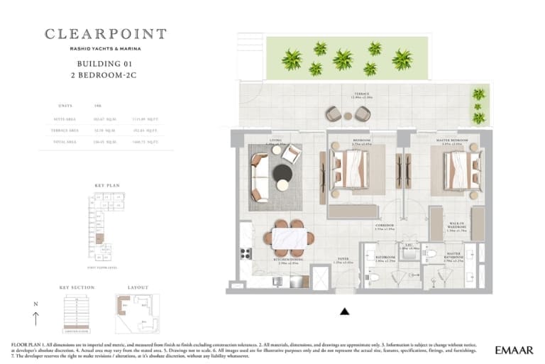 Clearpoint Building 1 – 2 Bedroom Apartment Type 2C Floor Plan