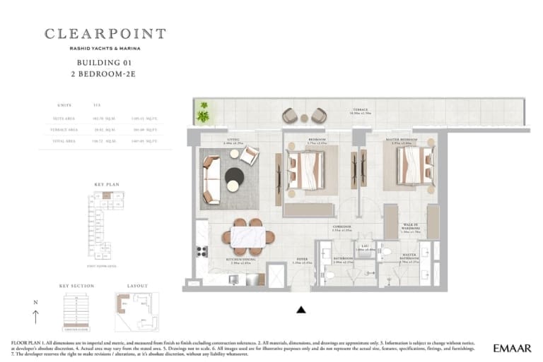 Clearpoint Building 1 – 2 Bedroom Apartment Type 2E Floor Plan