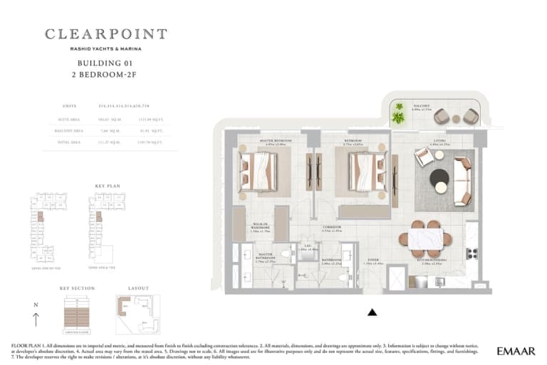 Clearpoint Building 1 – 2 Bedroom Apartment Type 2F Floor Plan