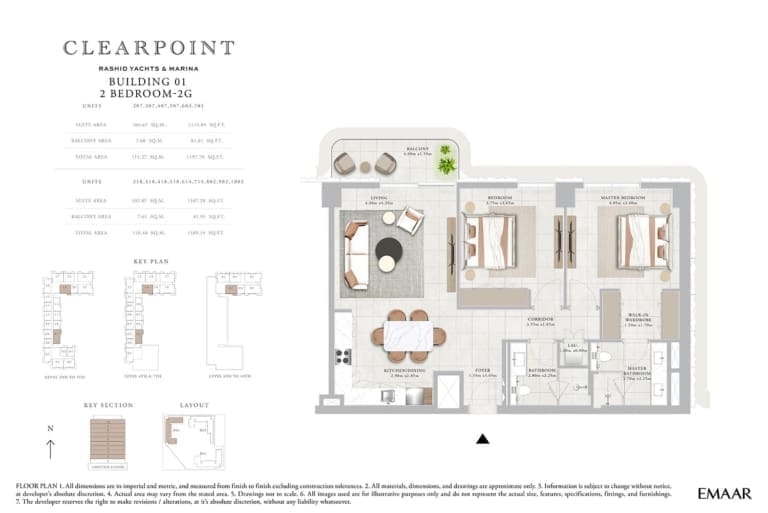 Clearpoint Building 1 – 2 Bedroom Apartment Type 2G Floor Plan