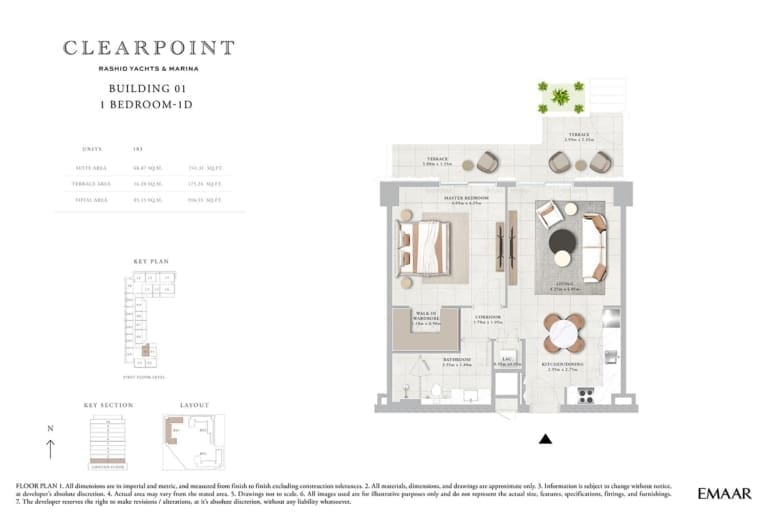 Clearpoint Building 1 – 1 Bedroom Apartment Type 1D Floor Plan