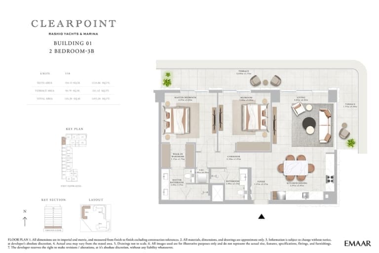 Clearpoint Building 1 – 2 Bedroom Apartment Type 3B Floor Plan