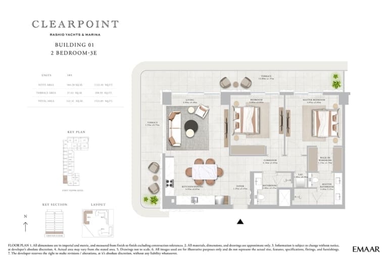 Clearpoint Building 1 – 2 Bedroom Apartment Type 3E Floor Plan