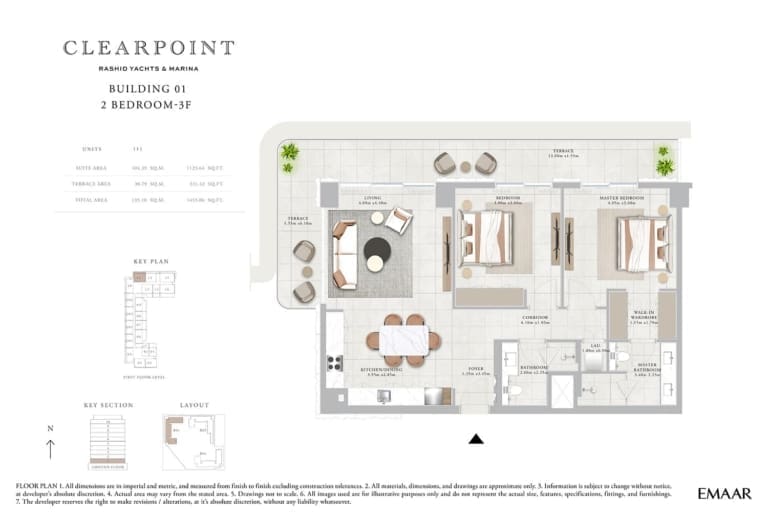 Clearpoint Building 1 – 2 Bedroom Apartment Type 3F Floor Plan