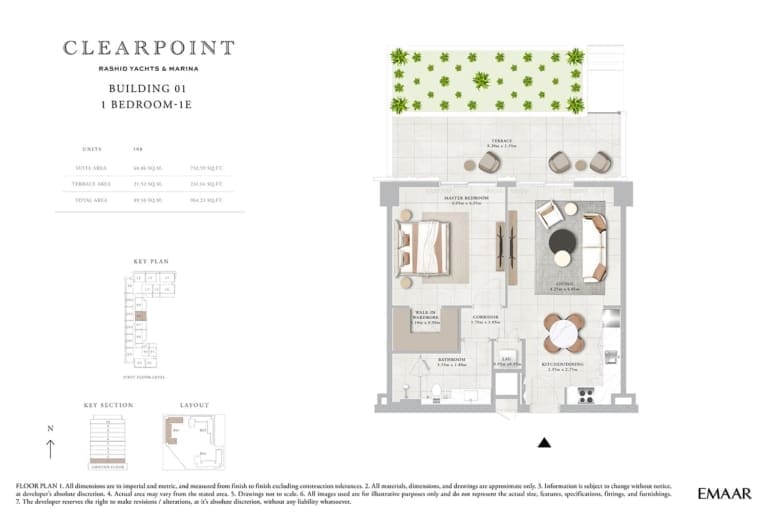 Clearpoint Building 1 – 1 Bedroom Apartment Type 1E Floor Plan