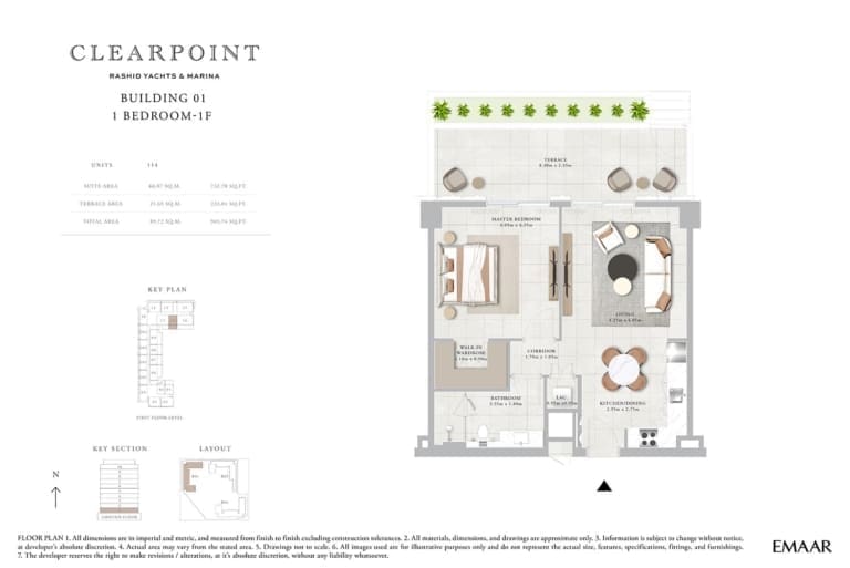 Clearpoint Building 1 – 1 Bedroom Apartment Type 1F Floor Plan