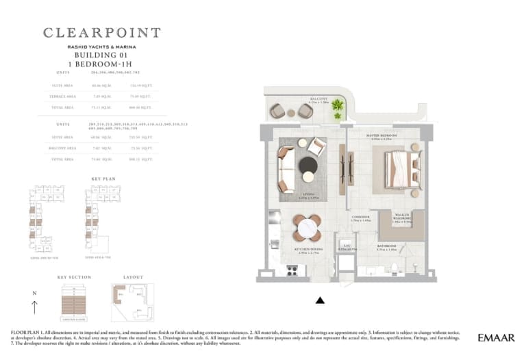 Clearpoint Building 1 – 1 Bedroom Apartment Type 1H Floor Plan