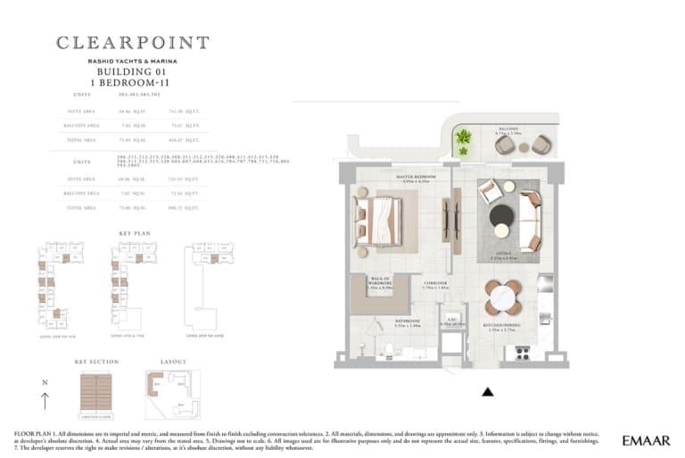 Clearpoint Building 1 – 1 Bedroom Apartment Type 1I Floor Plan