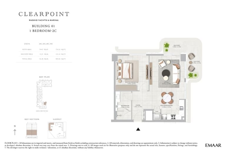 Clearpoint Building 1 – 1 Bedroom Apartment Type 2C Floor Plan