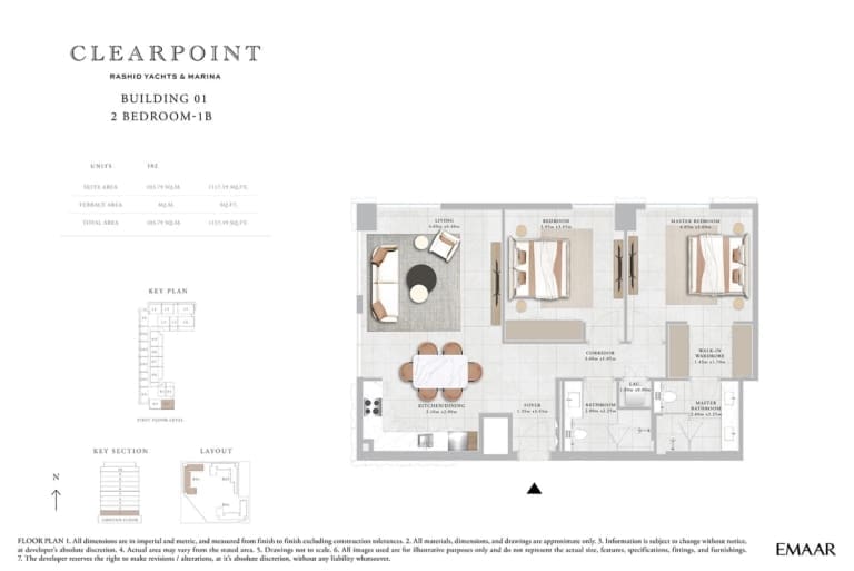 Clearpoint Building 1 – 2 Bedroom Apartment Type 1B Floor Plan