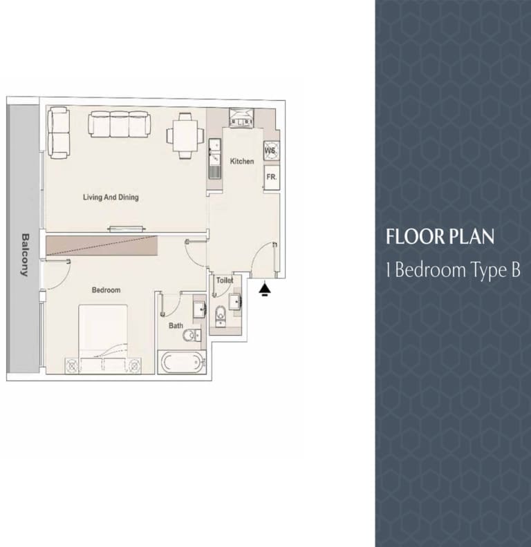 Elysee Heights 1 Bedroom Apartment Type B Floor Plan
