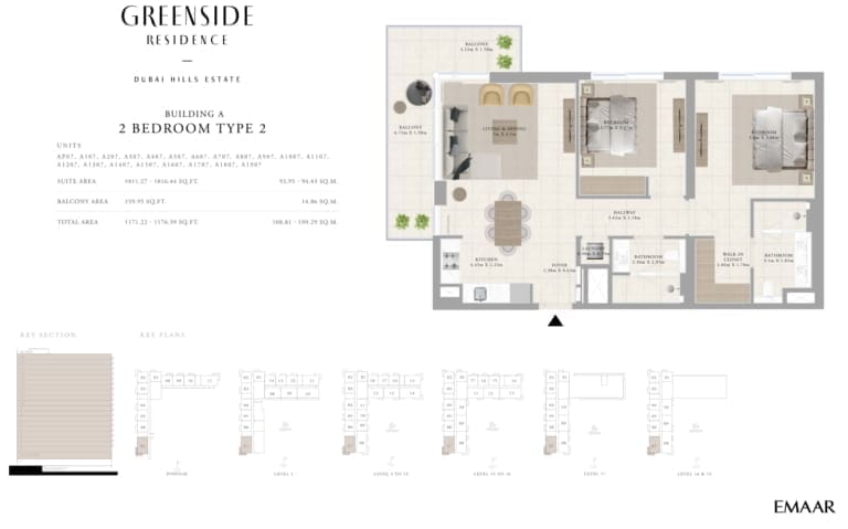 Greenside Residence Building A – 2 Bedroom Apartment Type 2 Floor Plan