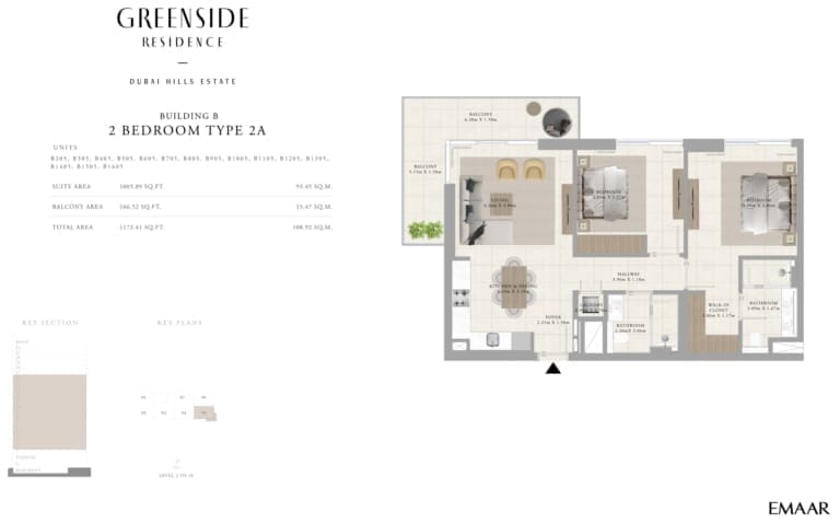 Greenside Residence Building B – 2 Bedroom Apartment Type 2A Floor Plan