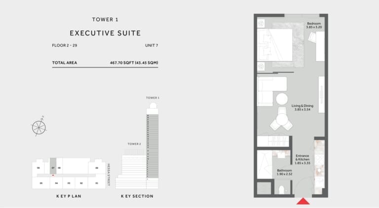 Marriott Residence Tower 1 – Executive Suite 2-29 Floor Plan