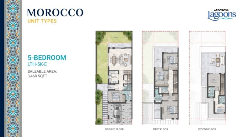 Morocco Phase 2 – 5 Bedroom Townhouse Type LTH-5K-E Floor Plans
