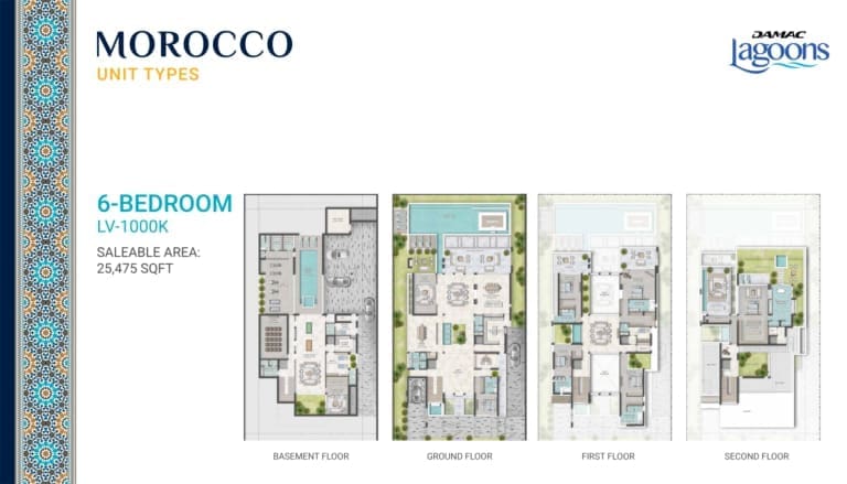 Morocco Phase 2 – 6 Bedroom Townhouse Type LV-1000K Floor Plans
