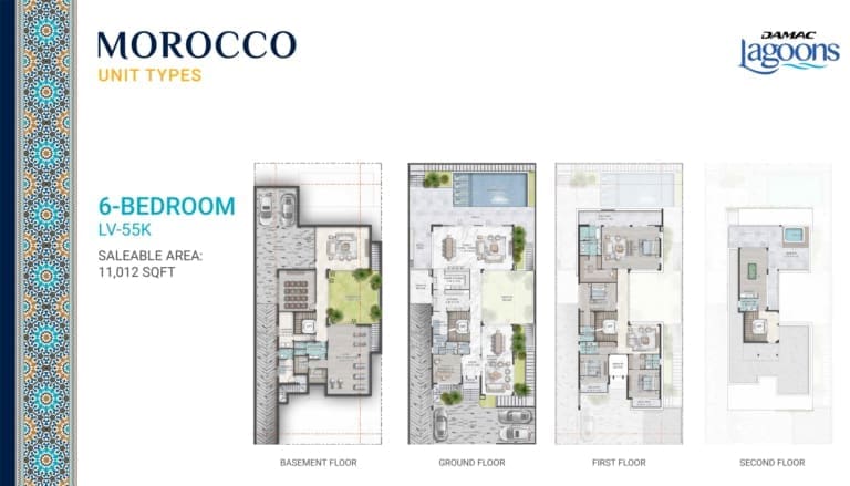 Morocco Phase 2 – 6 Bedroom Townhouse Type LV-55K Floor Plans