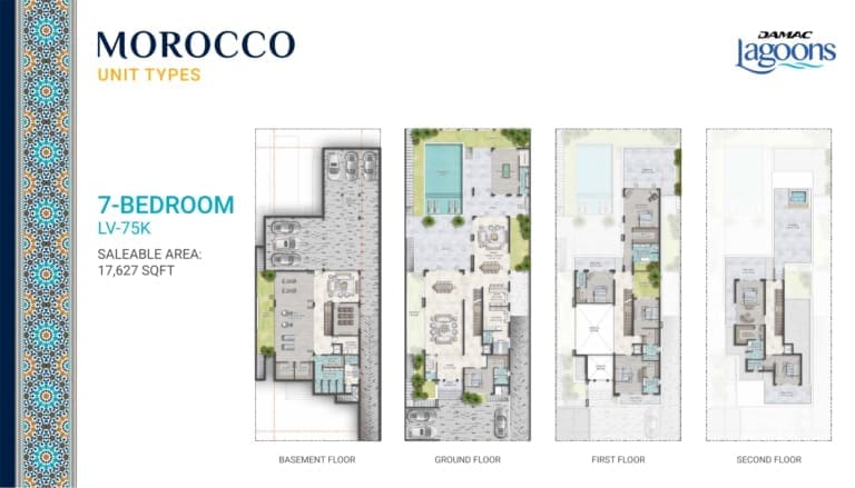 Morocco Phase 2 – 7 Bedroom Townhouse Type LV-75K Floor Plans