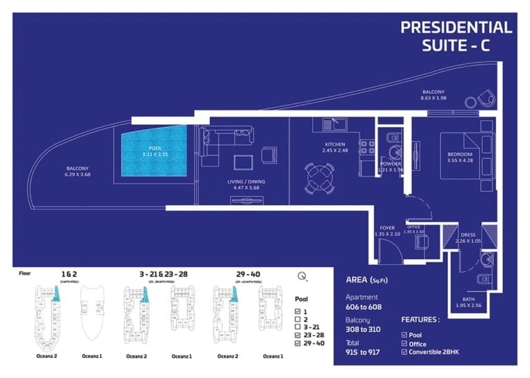 Oceanz by Danube Presidential Suite Type C Floor Plan
