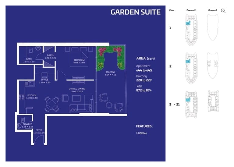 Oceanz by Danube Garden Suite Floor Plan