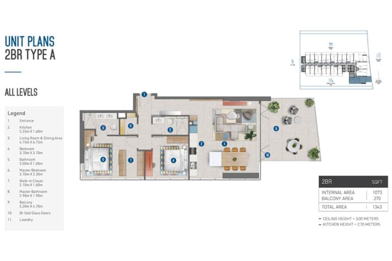 Rove Home 2 Bedroom Apartment Type A Floor Plan