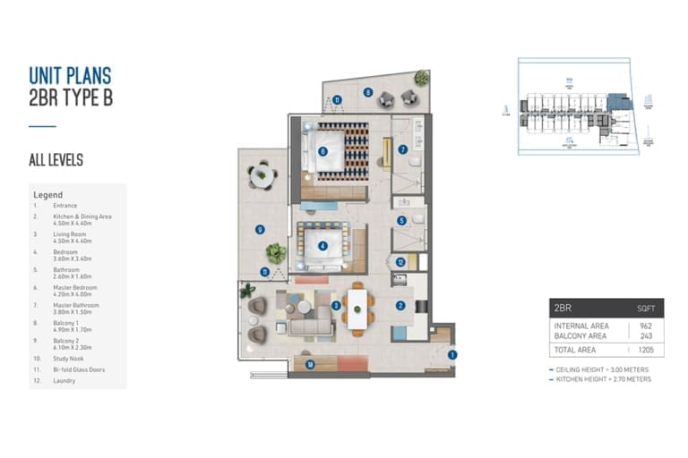 Rove Home 2 Bedroom Apartment Type B Floor Plan