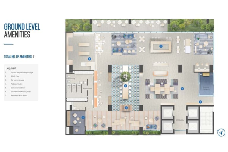 Rove Home Ground Level Amenities Floor Plan