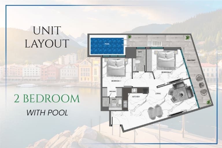 Samana Portofino 2 Bedroom Apartment with Pool Floor Plan