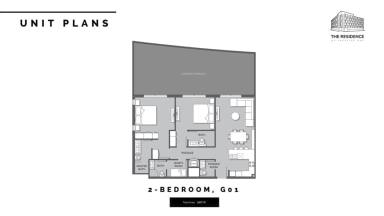 The Residence by Prestige One 2 Bedroom Apartment Type G01 Floor Plan