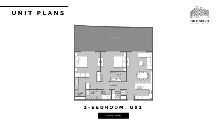 The Residence by Prestige One 2 Bedroom Apartment Type G02 Floor Plan