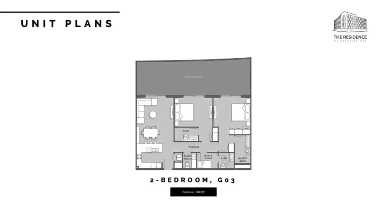 The Residence by Prestige One 2 Bedroom Apartment Type G03 Floor Plan