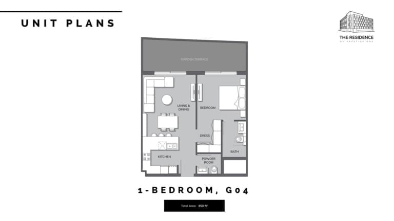 The Residence by Prestige One 1 Bedroom Apartment Type G04 Floor Plan