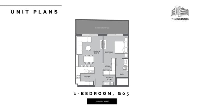 The Residence by Prestige One 1 Bedroom Apartment Type G05 Floor Plan