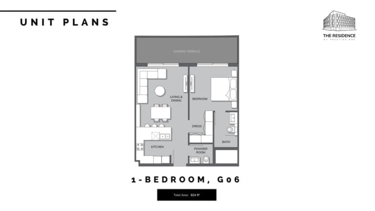 The Residence by Prestige One 1 Bedroom Apartment Type G06 Floor Plan