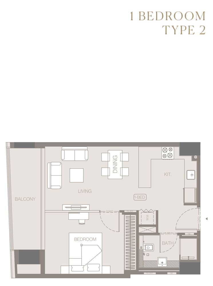 Trillionaire Residences 1 Bedroom Apartment Type 2 Floor Plan