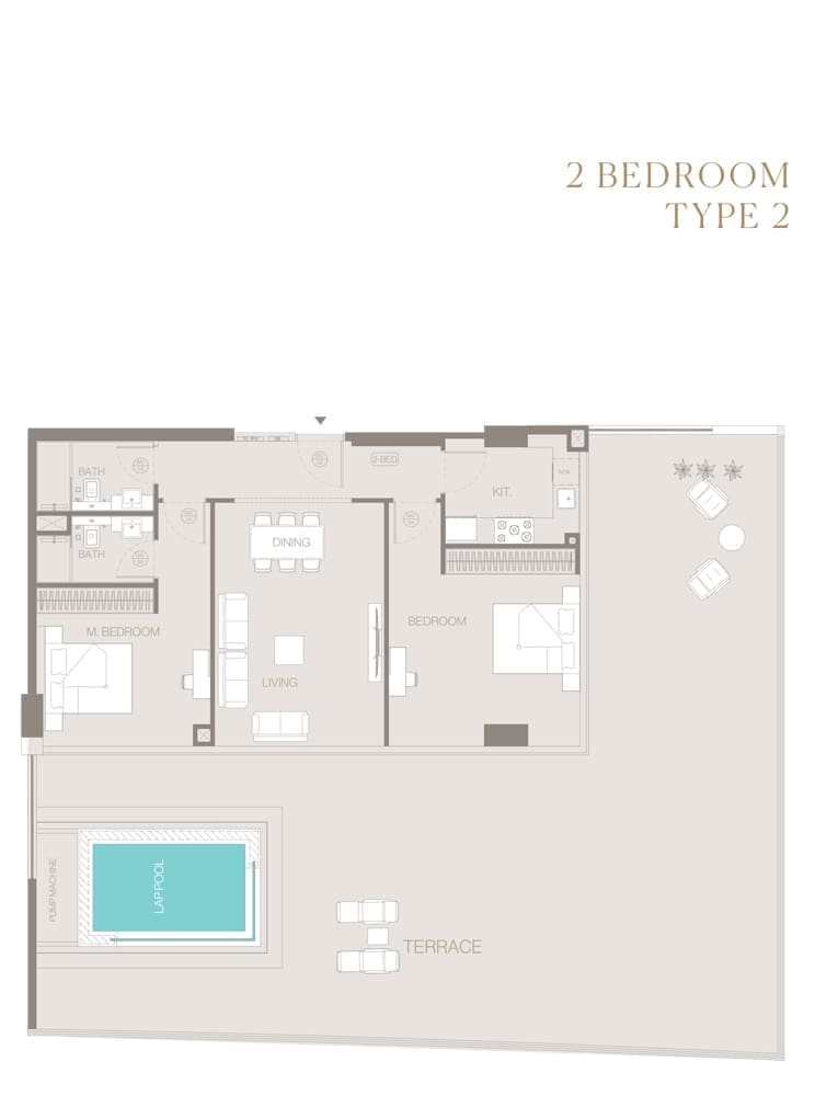 Trillionaire Residences 2 Bedroom Apartment Type 2-2 Floor Plan