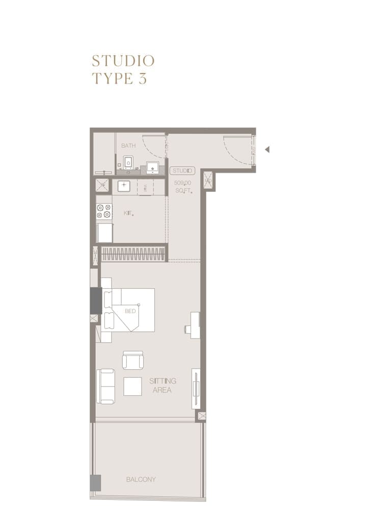 Trillionaire Residences Studio Apartment Type 3 Floor Plan