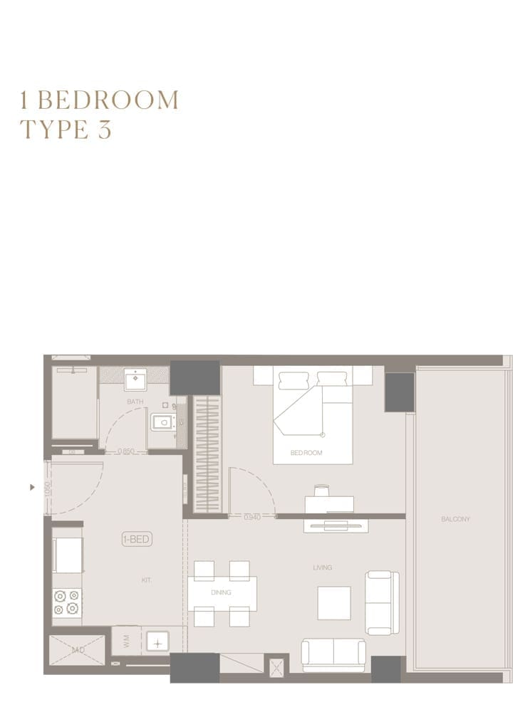 Trillionaire Residences 1 Bedroom Apartment Type 3 Floor Plan