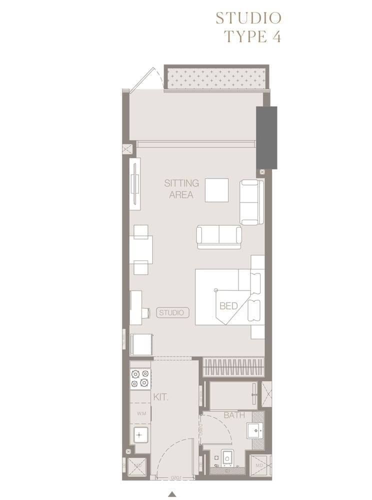 Trillionaire Residences Studio Apartment Type 4 Floor Plan