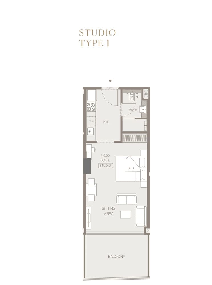 Trillionaire Residences Studio Apartment Type 1 Floor Plan