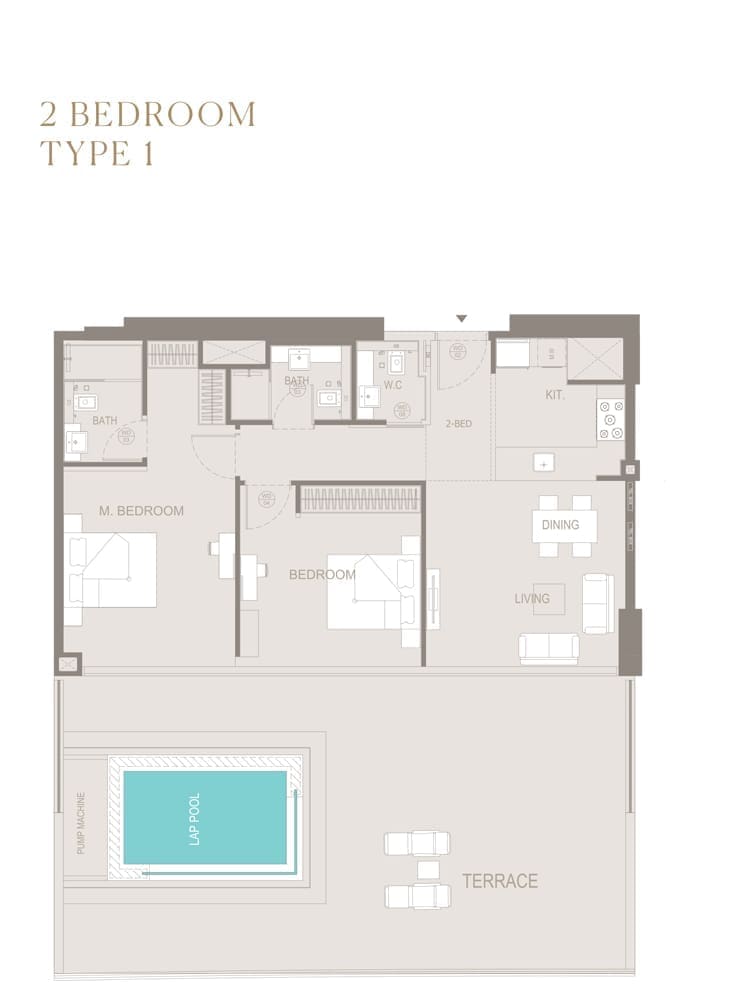 Trillionaire Residences 2 Bedroom Apartment Type 1 Floor Plan