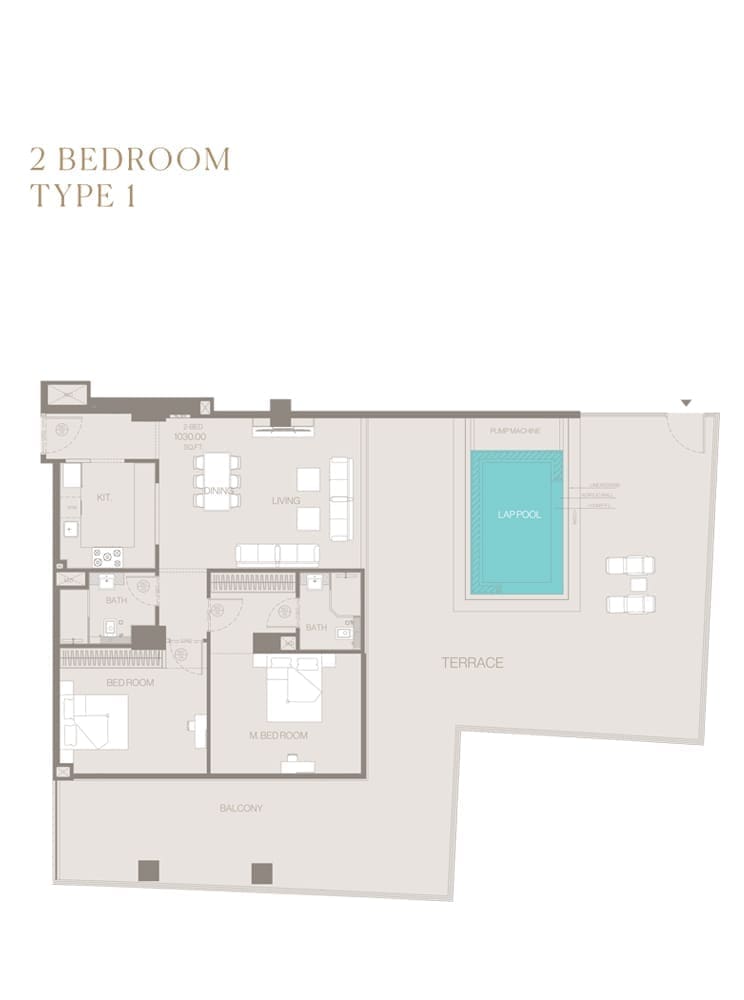 Trillionaire Residences 2 Bedroom Apartment Type 1-2 Floor Plan