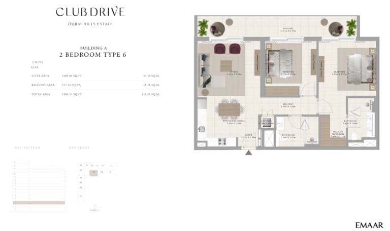 Club Drive Building A – 2 Bedroom Apartment Type 6 Floor Plan